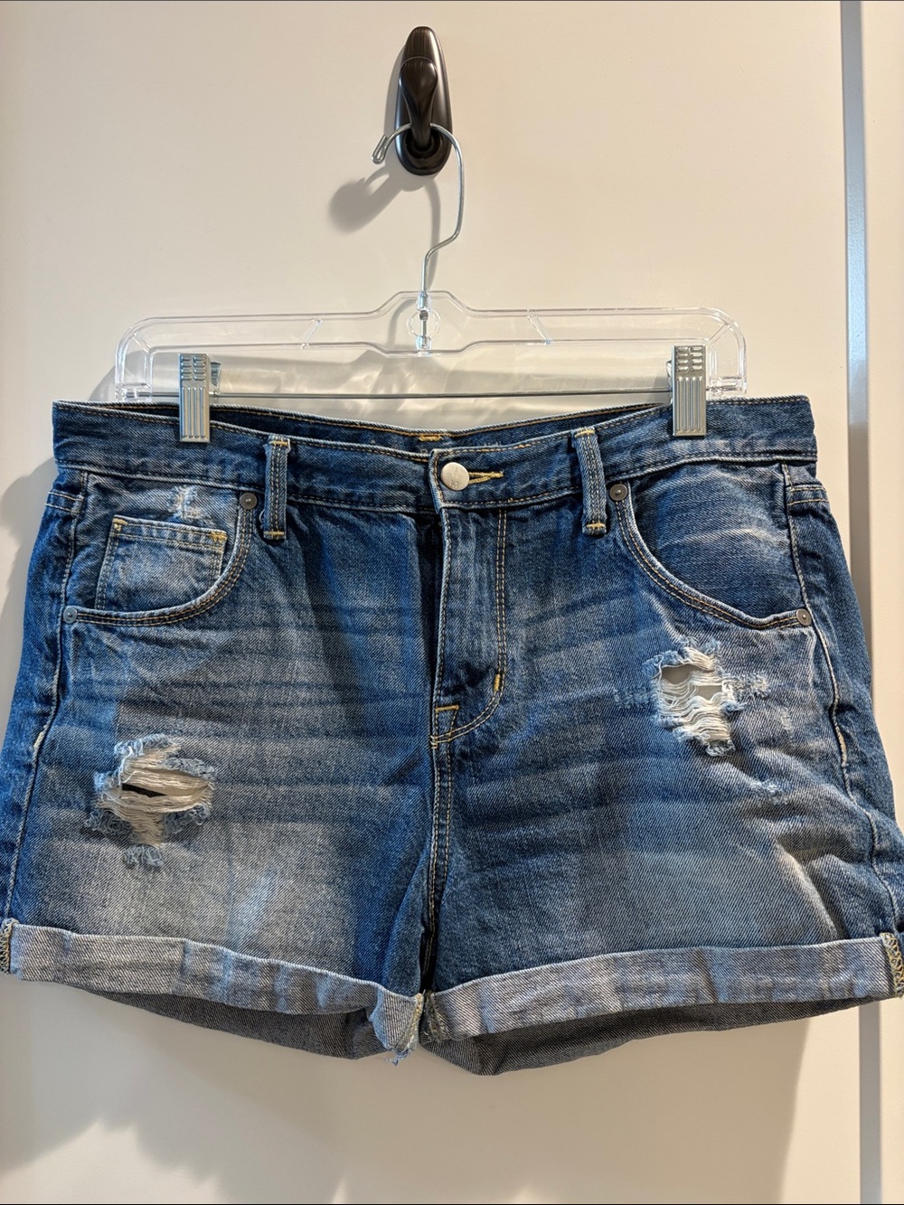 Mossimo Supply Co. Distressed Denim Shorts - Blue midi boyfriend